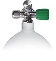 Mono Stahlflasche 2 Liter - 20 Liter, 230 Bar, Ventil EU NITROX ausbaufähig Rechts mit  Blindstopfen 2 Liter (Weiss)|Konvex