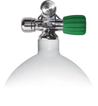 Mono Stahlflasche 2 Liter - 20 Liter, 230 Bar, Ventil EU NITROX ausbaufähig Rechts mit Blindstopfen
