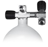 Mono Stahlflasche 5 Liter - 20 Liter , 230/300 Bar, Ventil ausbaufähig Links mit Zweitabgang 8.5 Liter (Weiss)|Konkav|230 Bar