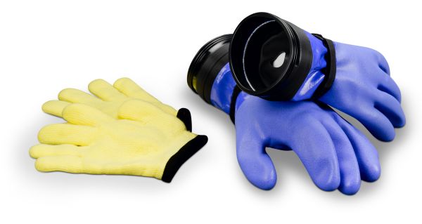 Trockentauchhandschuhe mit Zip"Heavy-Duty" (Blau)mit Armmanschette