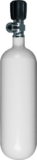 Mono Stahlflasche 1 Liter, 200 Bar, mit Edelgas-Ventil