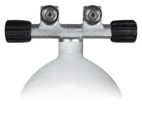 Mono Stahlflasche 5 Liter bis 20 Liter, Ventil mit 2 Abgängen feststehend 8.5 Liter (Weiss)|Konkav