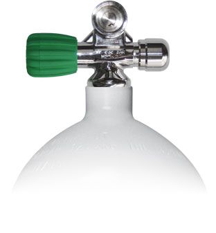 Mono Stahlflasche 2 Liter - 20 Liter, 230 Bar, Ventil EU NITROX ausbaufähig LINKS mit Blindstopfen