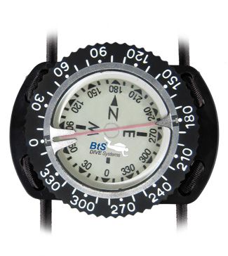 Kompass BtS mit Halterung für Handgelenk mit elastischen Gummibändern