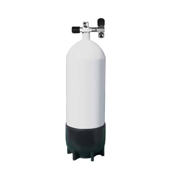 10 Liter Steel Single 300 Bar with Left expandable valve inclusive 2nd Outlet