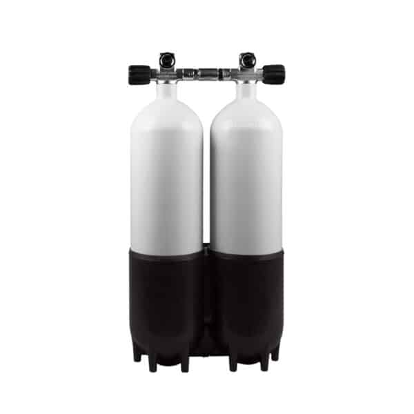 5 Liter Steel Twinset 230 Bar with Manifold (Pipe Bridge)
