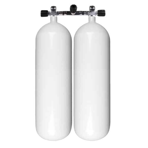 20 Liter Steel Twinset 230 Bar with Manifold with Centre Isolator Valve without Tankbands