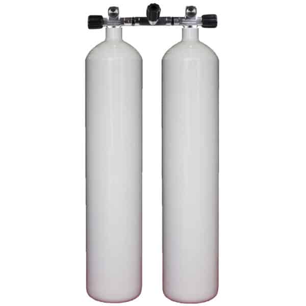 8.5 Liter Steel Twinset 230 Bar with Manifold with Centre Isolator Valve without Tankbands
