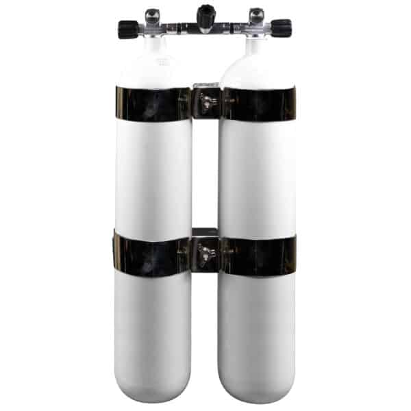 8.5 Liter Steel Twinset 230 Bar with Manifold with Centre Isolator Valve