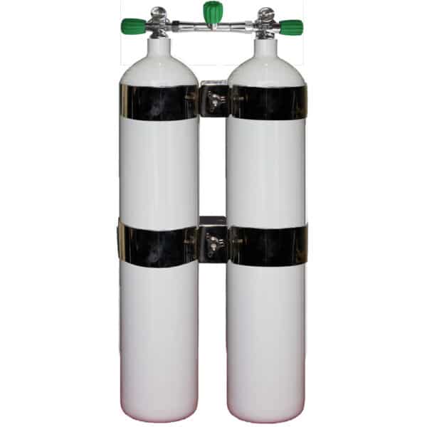 8.5 Liter Steel Twinset 230 Bar with Manifold with Centre Isolator Valve EU Nitrox