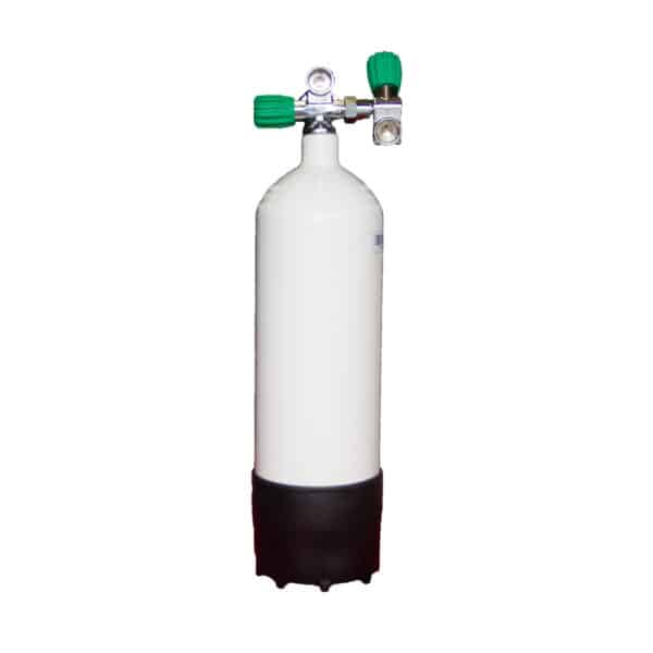 5 Liter Steel Single 230 Bar with Left expandable valve inclusive 2nd Outlet M26/EU-Nitrox
