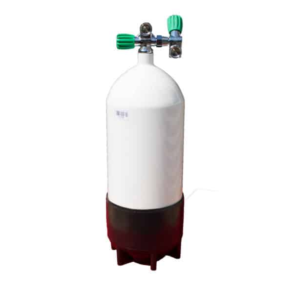 12 Liter short Steel Single 230 Bar with Left expandable valve inclusive 2nd Outlet M26/EU-Nitrox