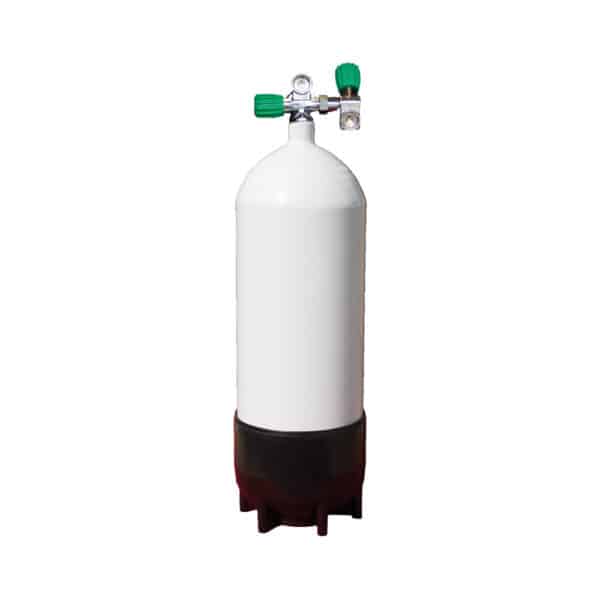 15 Liter Steel Single 230 Bar with Left expandable valve inclusive 2nd Outlet M26/EU-Nitrox