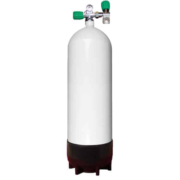 18 Liter Steel Single 230 Bar with Left expandable valve inclusive 2nd Outlet M26/EU-Nitrox