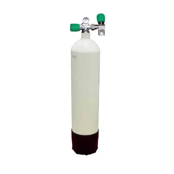 7 Liter Steel Single 230 Bar with Left expandable valve inclusive 2nd Outlet M26/EU-Nitrox