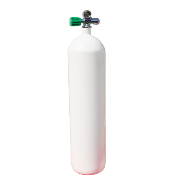 12 Liter long Steel Single 230 Bar with Left expandable valve inclusive Blind Plug M26/EU-Nitrox