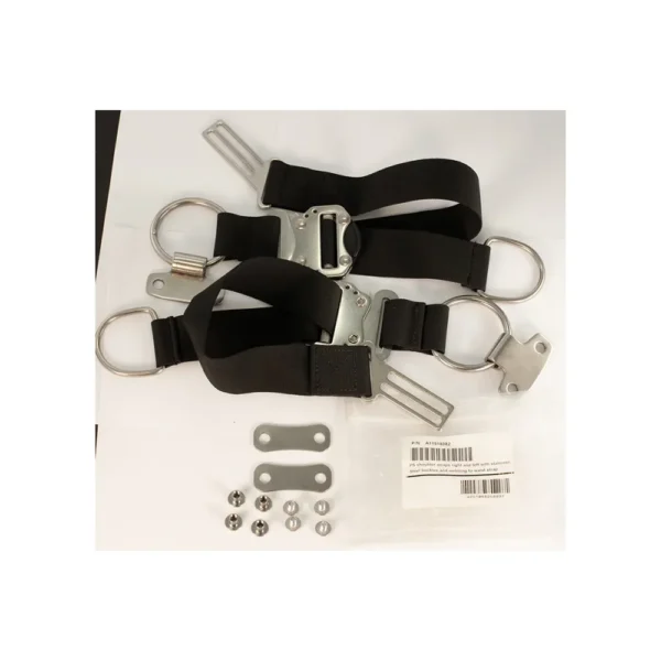 PS shoulder straps right and left with stainles Steel buckles and webbing to waist strap
